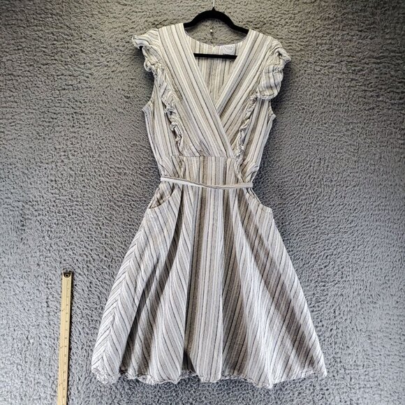 Violet Weekend Dress Womens XL Multicolor Stripe V-Neck Sleeveless Linen Blend - Picture 1 of 11